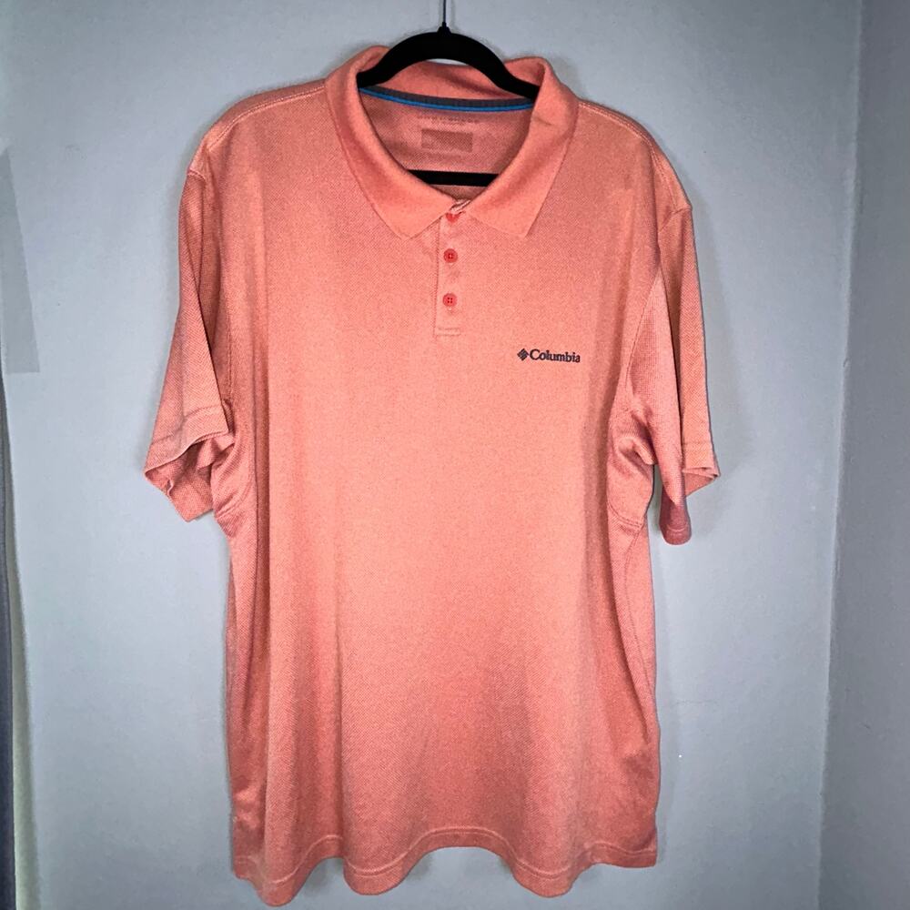 Columbia City Voyager Mens Orangy-Peach Polo, Mens Sz L - No Size Tag